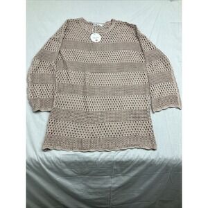 Prinbara Open Stich Crochet Red Sweater Womans Size XL